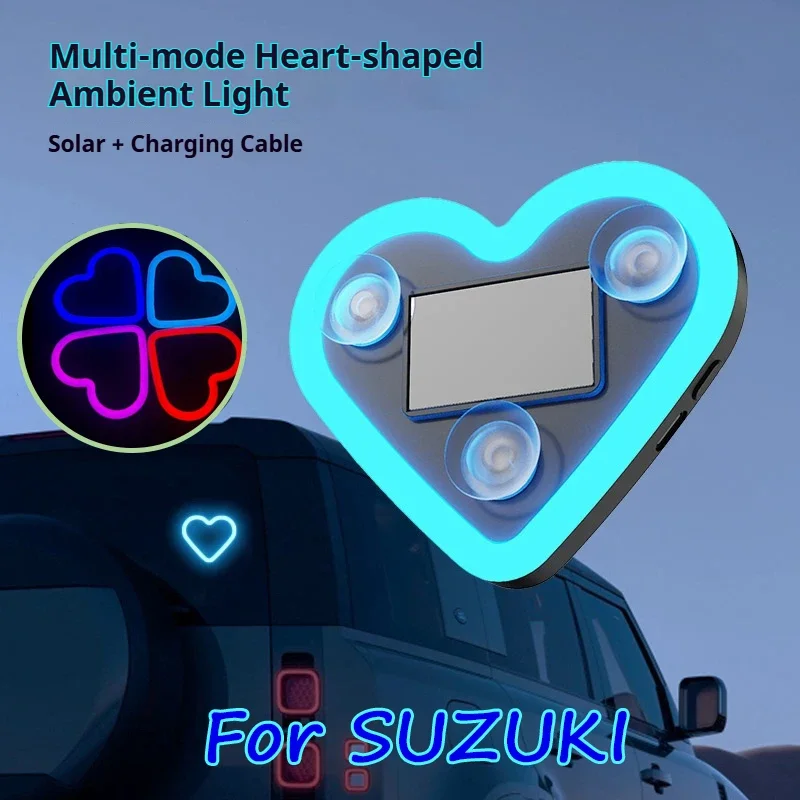 Car solar heart-shaped LED atmosphere light Universal Solar Car Window Decoration Neon Light For Suzuki SX4 Liana Grand Swift view 2