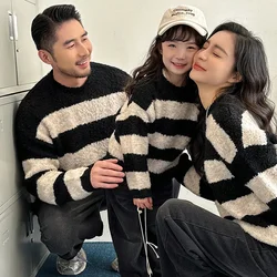 Winter Family Warm Sweater Parent-child Clothes Korean Fashion Father Mother and Daughter Son Baby Matching Thick Knit Jumper