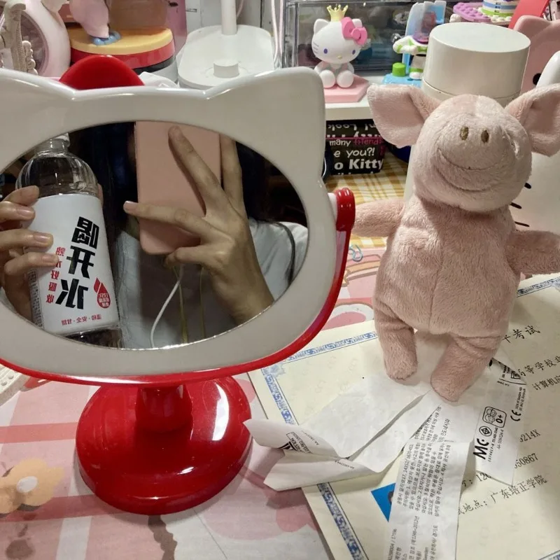 Kawaii Hello Kitty Vanity Mirror, Desktop Vertical Makeup Mirror, Sanrio Cartoon Anime Figure, Bonito Dormitório Estudantil, Presente de Férias