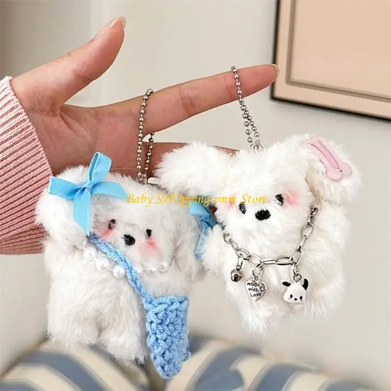 23GD Portable Dog Dog Charchain Charchain With Blue Bowknot và Mini Túi Độ bền Kimt Clasp cho lô Trang trí xe hơi