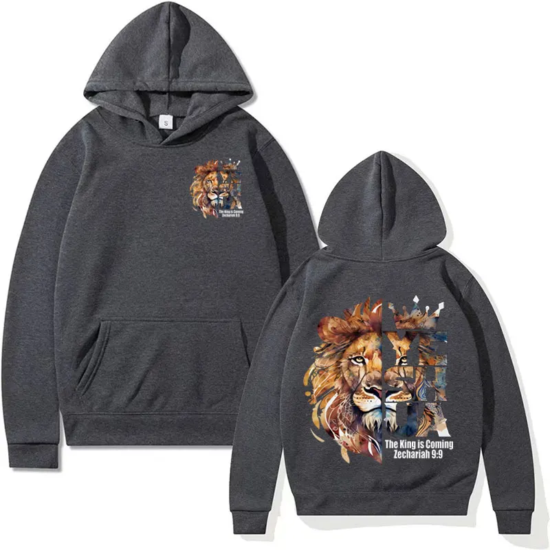 Lion Yeshua Crown Christian Apparel Hoodies Bible Verse Harajuku Estetyczne bluzy Mężczyźni Kobiety Gothic Casual Hoodie Streetwear