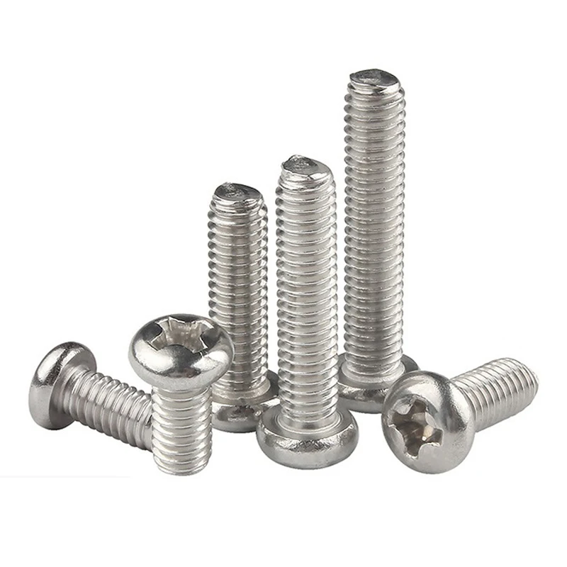 100pcs/lot Cross Recessed PM Pan Round Head Screws M1.2 M1.4 M1.6 M2 M2.5 A2-70 Stainless Steel Phillips Machine Screw