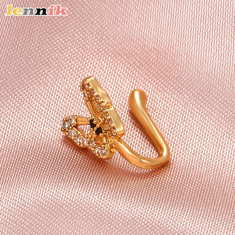 U-شكل وهمية الأنف الدائري فراشة الأنف مسمار الأوروبي ثقب كليب الحد الأدنى الأنف مجوهرات أنيقة التظاهر ثقب الملحقات #3