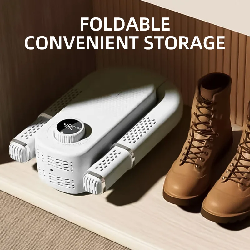 2025 توقيت ذكي المحمولة مجفف الأحذية الكهربائية متعددة الوظائف للطي توسيع إزالة الروائح الكريهة التعقيم للمنزل