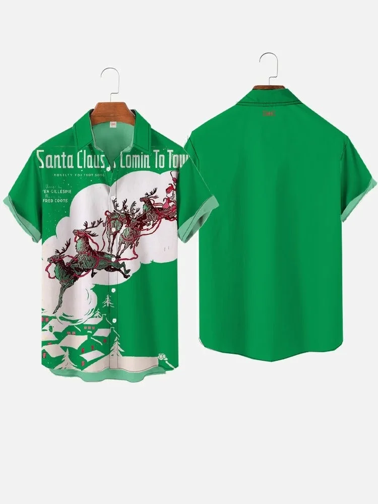Christmas National Style Jesus And Santa Claus Selfie Printing Short Sleeve Shirt 3D Printed Men's Hawaiian Shirt