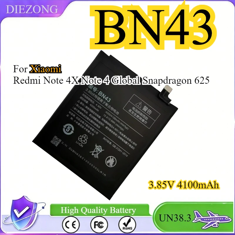 BN43 3.85V 4100mAh Replacement Battery for Xiaomi Redmi Note 4X Note 4 Global Snapdragon 625