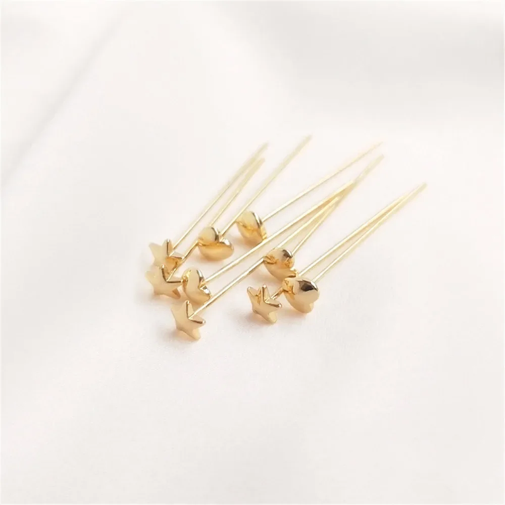 

diy jewelry accessories 14K Gold Color T word needle five star love shaped flat head needle handmade jewelry materials