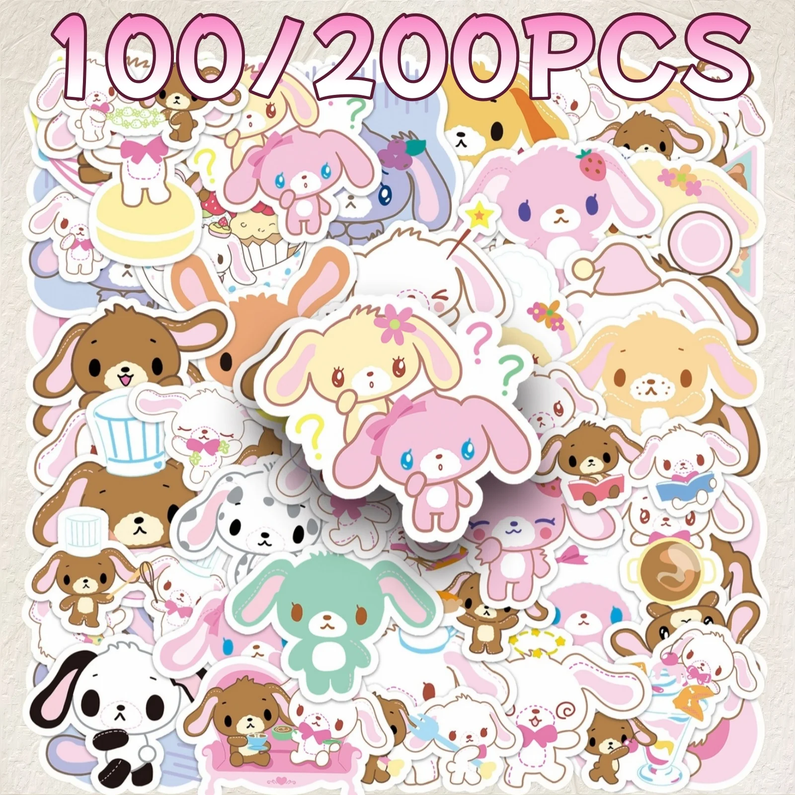 Motorcycle Helmets - 100/200PCS Cartoon Cute Rabbit Graffiti Decorative