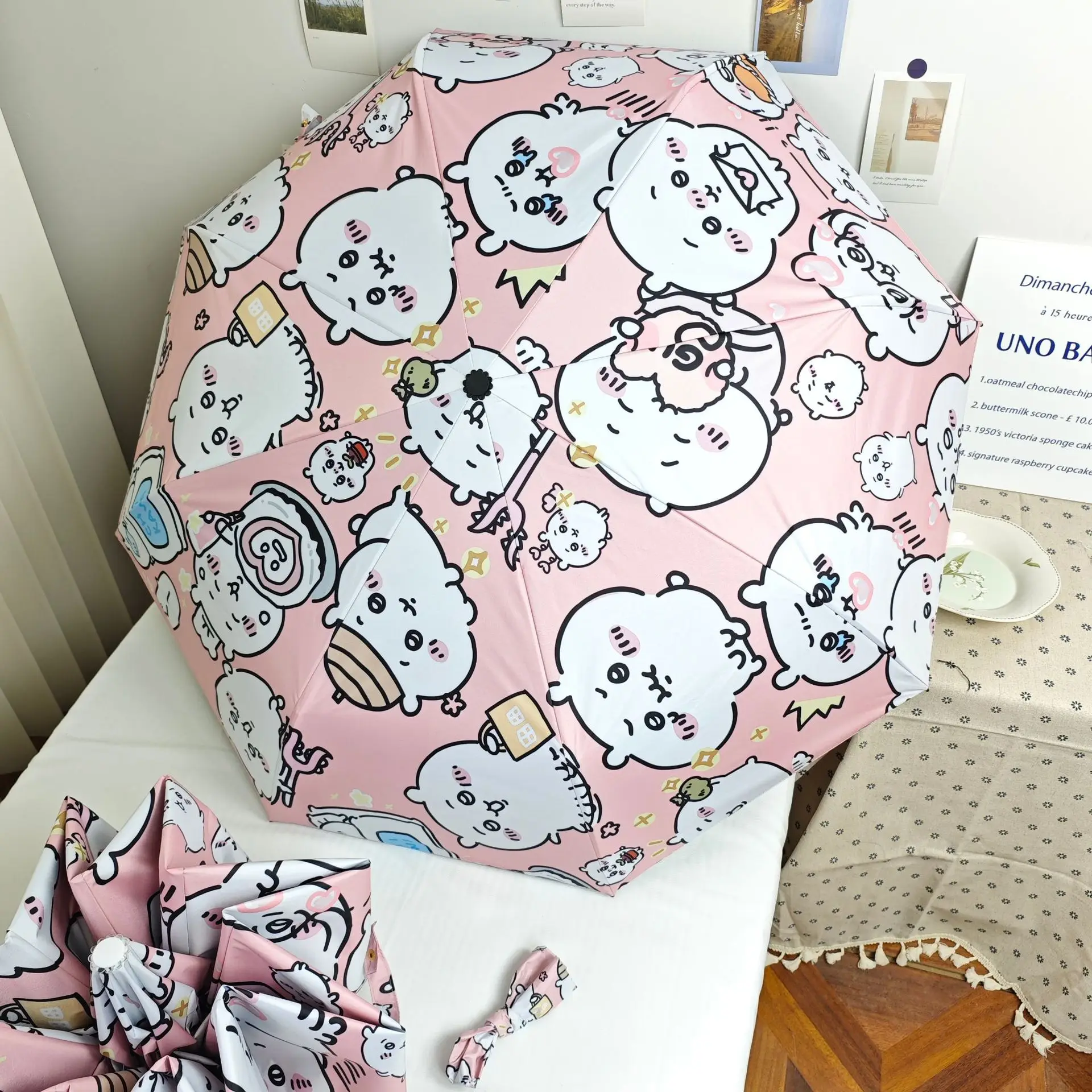 

MINISO Chiikawa Hachiware Usagi Cute Umbrella Fully Automatic Folding Sunshade Dual Use Cartoon Anime Accessories Birthday Gifts