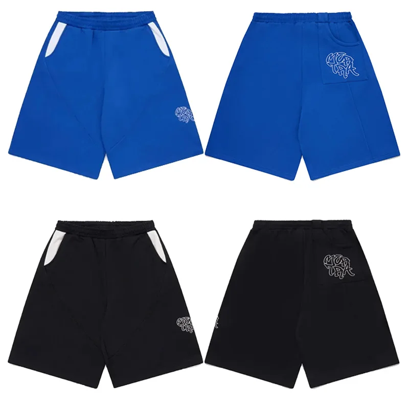 

Уличная одежда с графической вышивкой, ретро, простой стиль, лоскутные шорты, американские мешковатые повседневные короткие брюки Y2K, повседневные шорты Tracky