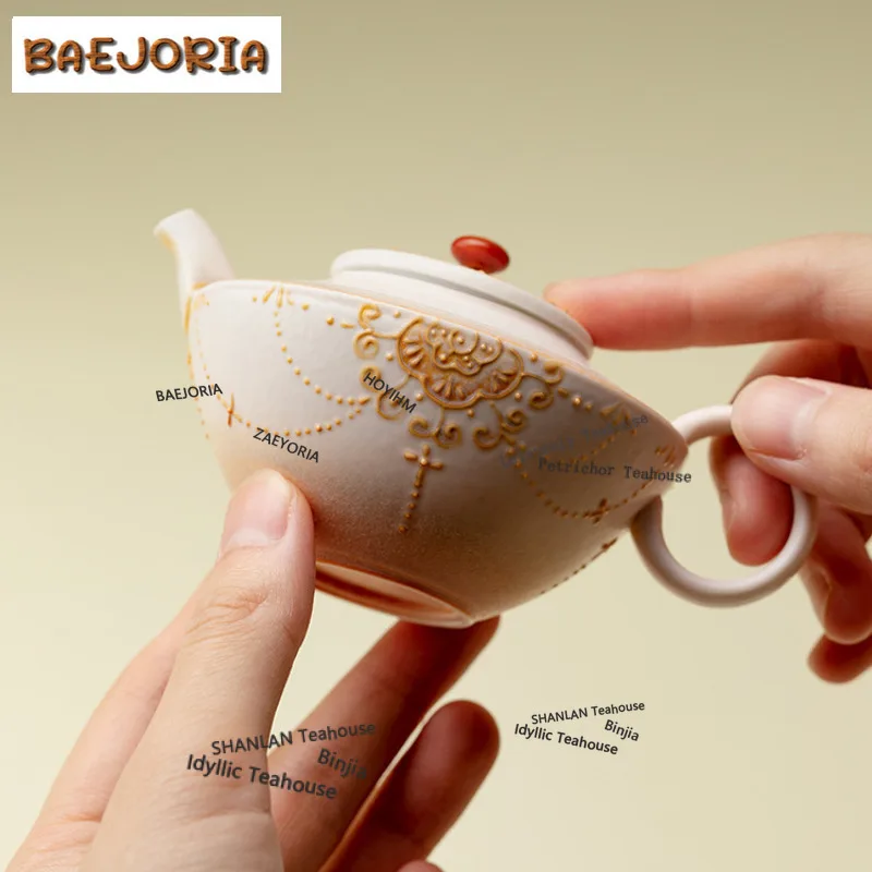BAEJORIA 100ml Arita Porcelain Hand-painted Curtain Beads Teapot Traditional Tea Infuser Pot Tea Soaking Kettle With Ball Hole
