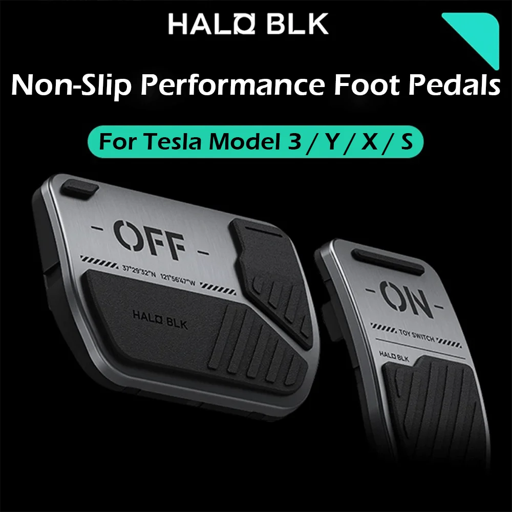 HALOBLK Non-Slip Performance Foot Pedals for Tesla Model 3 Model Y 2017-2024 Model S/X Alloy Sporty Brake Gas Pedal Accessories