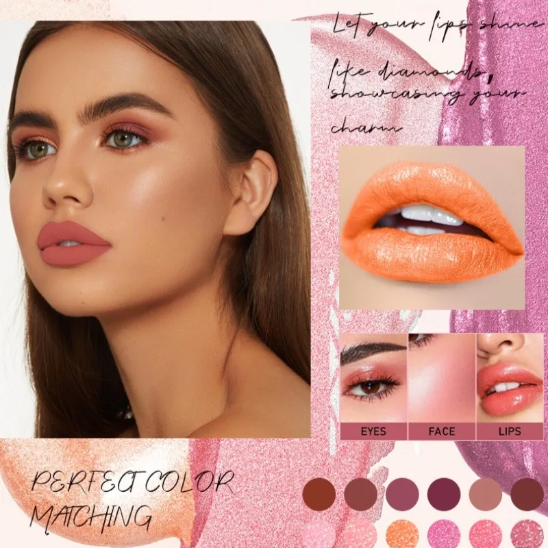 6 ألوان الذهب أنبوب أحمر الشفاه ماتي لامع أحمر الشفاه مقاوم للماء غير تتلاشى لامع اللؤلؤ تألق الأحمر ملمع الشفاه ماكياج