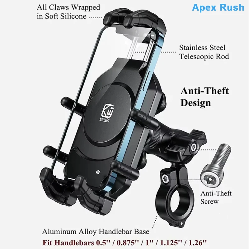 

Apex Rush Motorcycle phone holder With shock absorber High-speed safety lock anti-theft lock Suitable for Motorcycle Bike