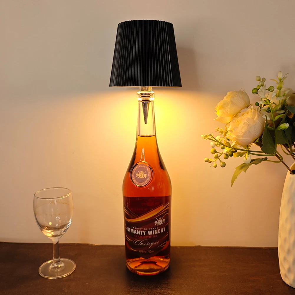 Mini LED lampka na butelkę wina 2000mAh akumulatorowa lampa stołowa LED do baru restauracja jadalnia lampa dekoracyjna atmosfera lampka nocna