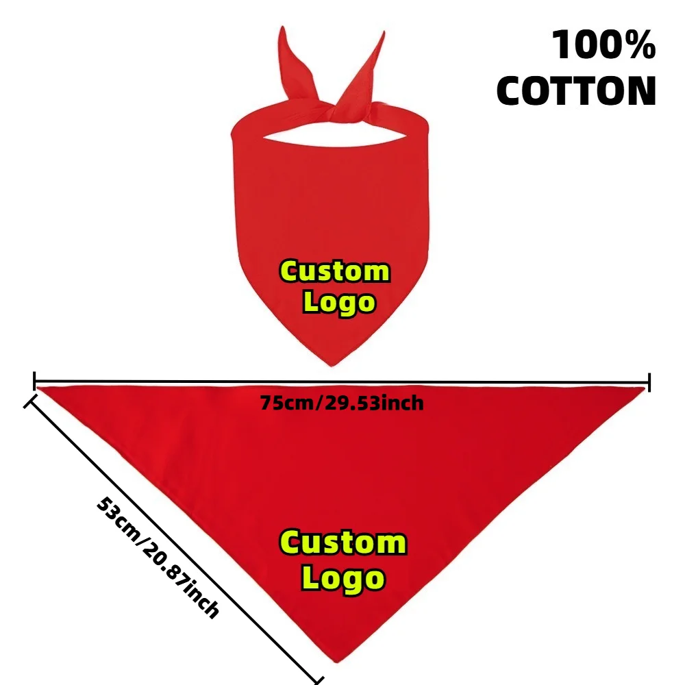 Wholesale Men Women Wedding Party Personalized Headscarf Customized Printed Logo Solid Color Triangle Scarf Dog Cat Bandanas Bib view 5