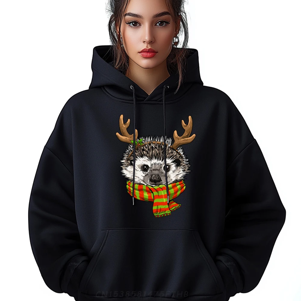 Hedgehog Christmas Reindeer Antlers Xmas Mens Designer Clothes Streetwear Men Plus Size Feminist