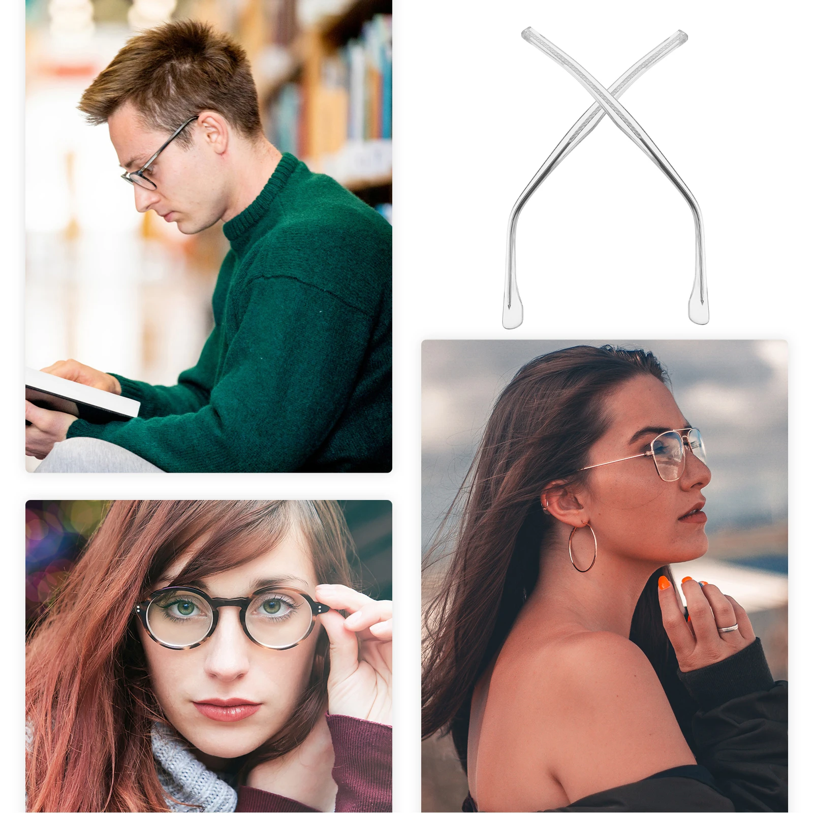 

1Pair Metal Eyeglass Arm Replacement Sturdy Frames Arms Comfortable Fit for Glasses Repair Kit Sunglasses Reading Glasses