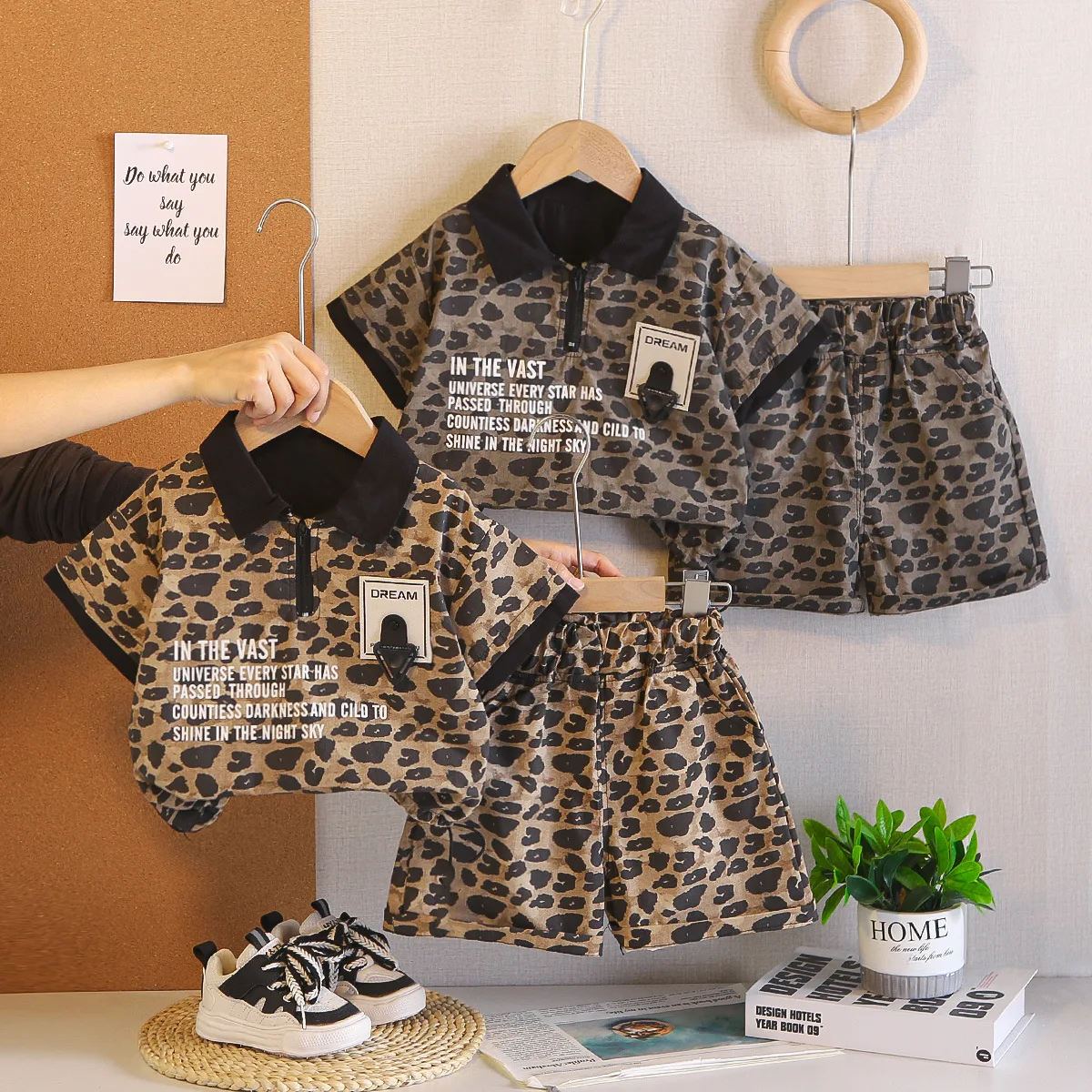 

Fashion Leopard Print Boys Clothing Suit Kids POLO T-SHIRT and Shorts 2pcs Set Toddler Boys Casual Outfit 1-5Years Streetwear