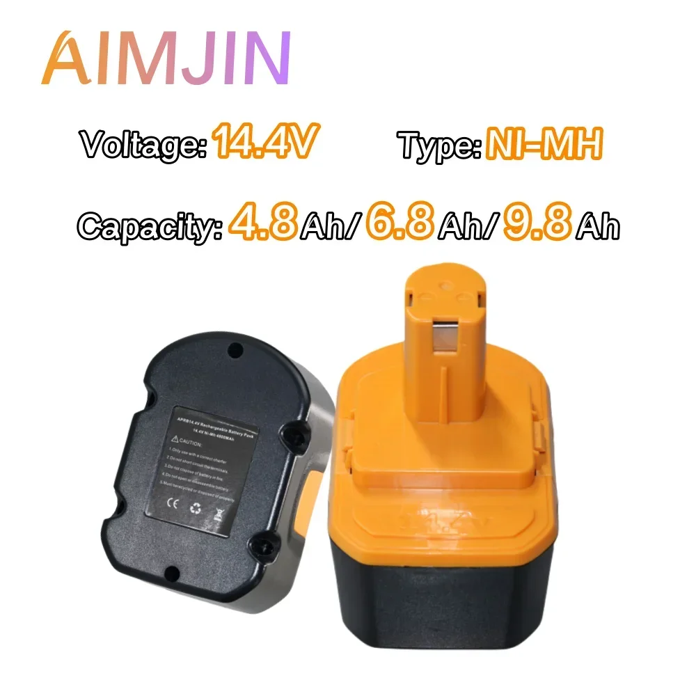 14.4V 4800/6800/9800mAh NIMH Batterie For Ryobi  Replacement battery for  Cordless Drill R10521 RY6201 RY6202 130224010 130224