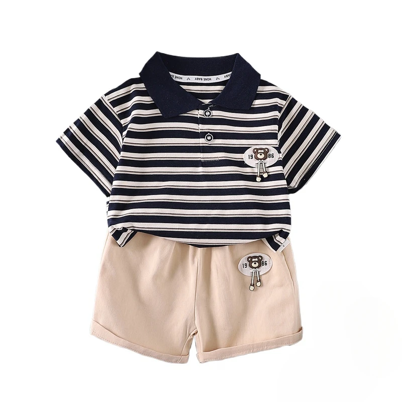 

New Summer Baby Clothes Suit Children Boys Striped T-Shirt Shorts 2Pcs/Set Toddler Outfits Infant Casual Costume Kids Tracksuits