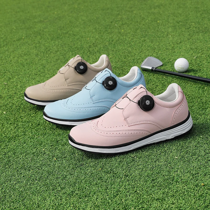 Profession Women Golfer Sport Shoes Large Size 41 42 Lady Golfing Sneakers Studs Pink Sky Blue Female Athletic Golf Shoes