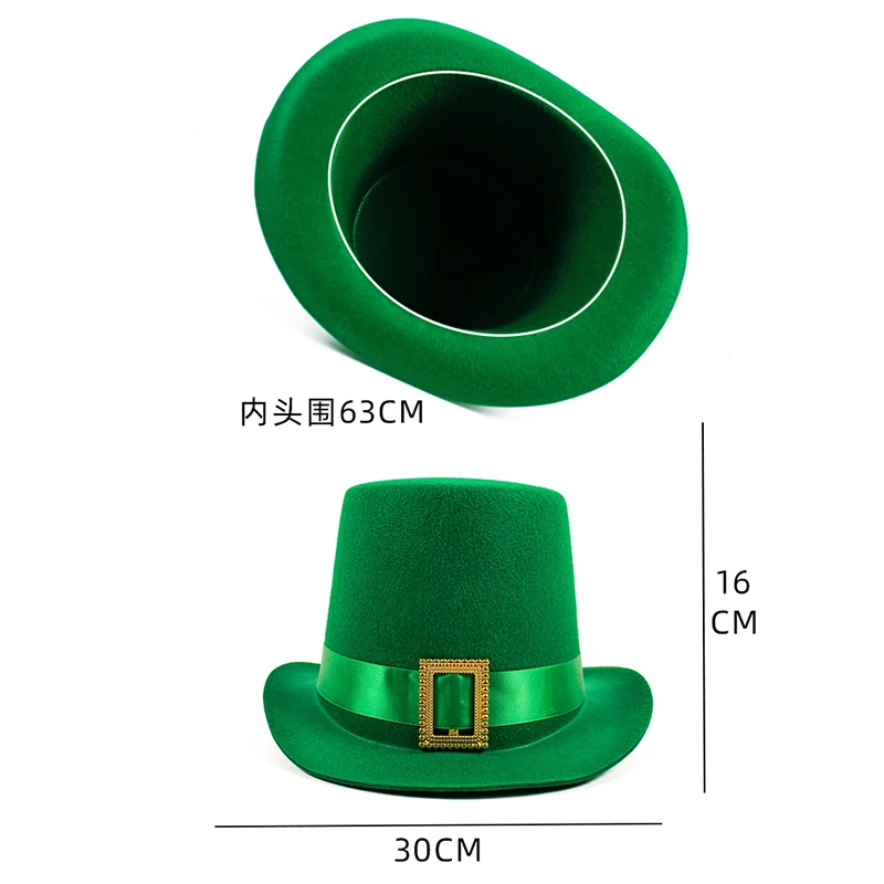 Moda Costume da giorno di San Patrizio Uomini adulti Fantasia Steampunk Retro Cosplay Cappello verde Abiti Accessorio per feste di carnevale di Halloween