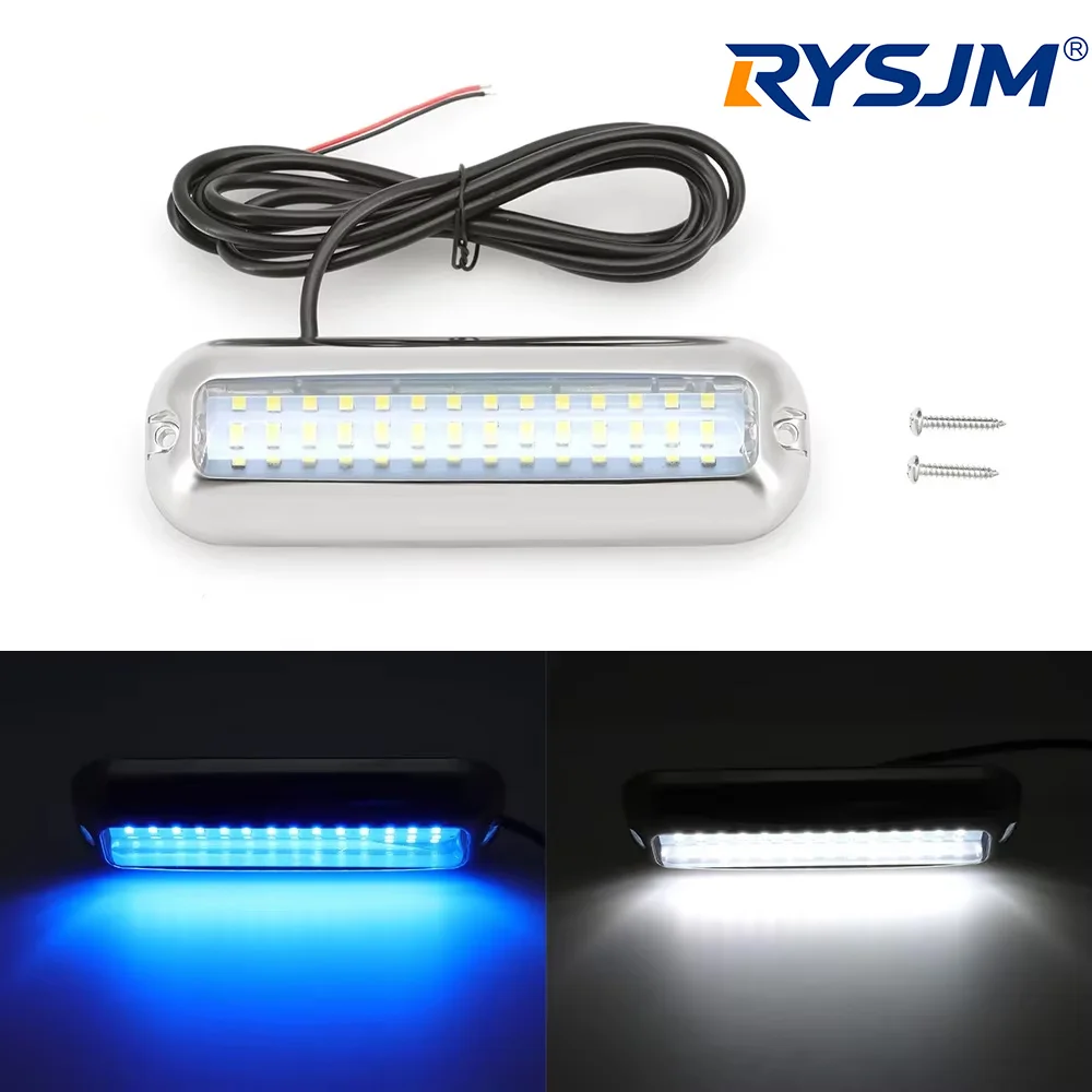 42 LED High Brightness Marine Light Yacht Underwater Light 12V Waterproof Stainless Steel Ship Underwater Pontoon Transom Light