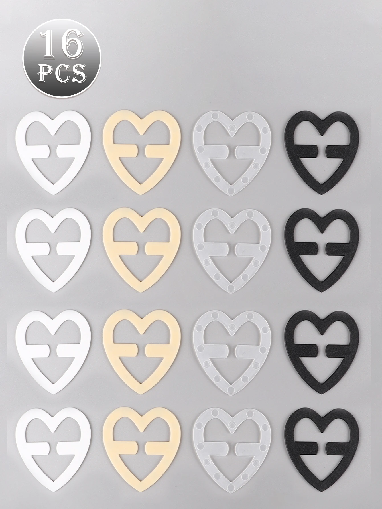 16pcs Heart-Shaped Bra Converter Kit - Invisible Buckle, Non