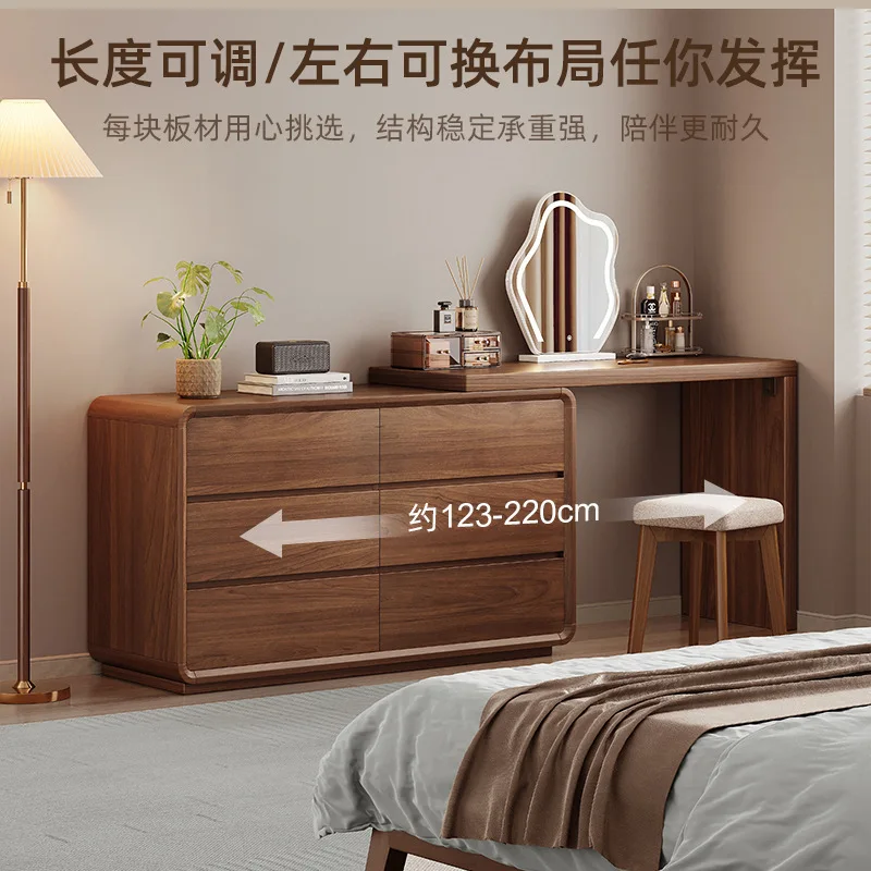 Solid wood dresser chest integrated bedroom simple modern 2025 new bedside cabinet desk corner makeup table