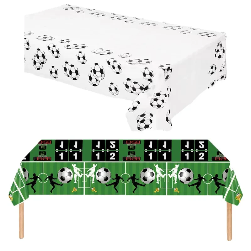 Disposable tablecloth for football parties suitable for children boys' birthday parties and sports match decorations.
