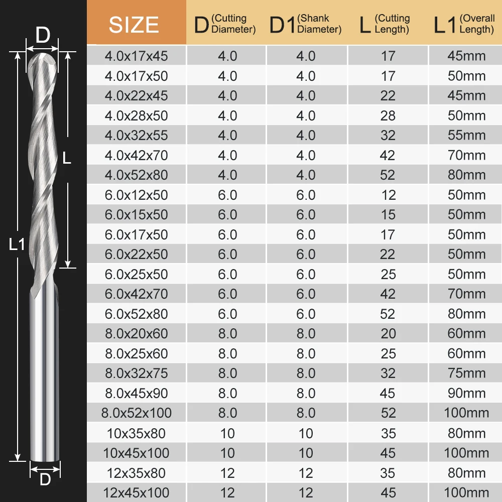 XCAN 2 flüt kafalı matkap ucu End Mill 4/6mm sap CNC Router Bit karbür End Mill Spiral freze kesicisi