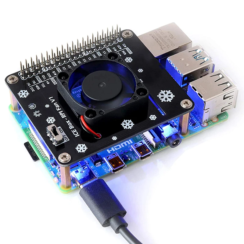 Raspberry Pi Cooling Fan HAT With Automatic Discoloration LED GPIO Extension Board for Raspberry Pi 4 Model B 4B 3B+ 3B 3A+