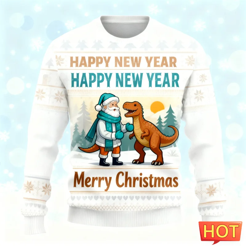 مضحك سانتا كلوز الجرافيك القبيح عيد الميلاد سترة للرجال العصرية طاقم الرقبة ثلاثية الأبعاد المطبوعة بلوزات فضفاضة عطلة ارتداء البلوفرات