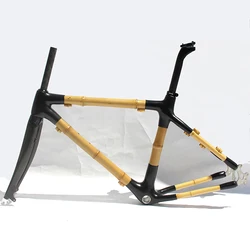 Naturefly Bamboo Gravel Frame Disc Road Bicycle Frameset Bike Parts City Cycling Black 135 QR 700c