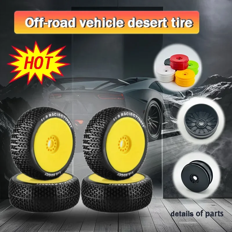 

4Pcs 1/8 4WD Off Road Buggy Tires Wheel Rims 17mm Hex for 1:8 Scale RC Car HSP HPI Kyosho ZD Hongnuo Redcat Trxs