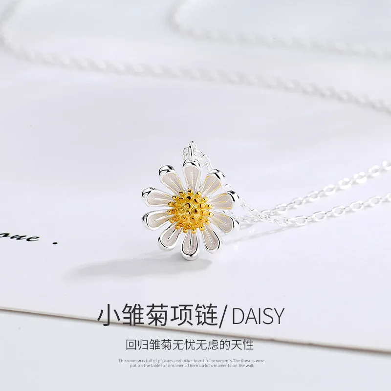 Neue Modeschmuck-Kollektion: 925 Sterling Silber Einfache Gänseblümchen-Blumen Süße Damen-Halskette mit Anhänger XL172
