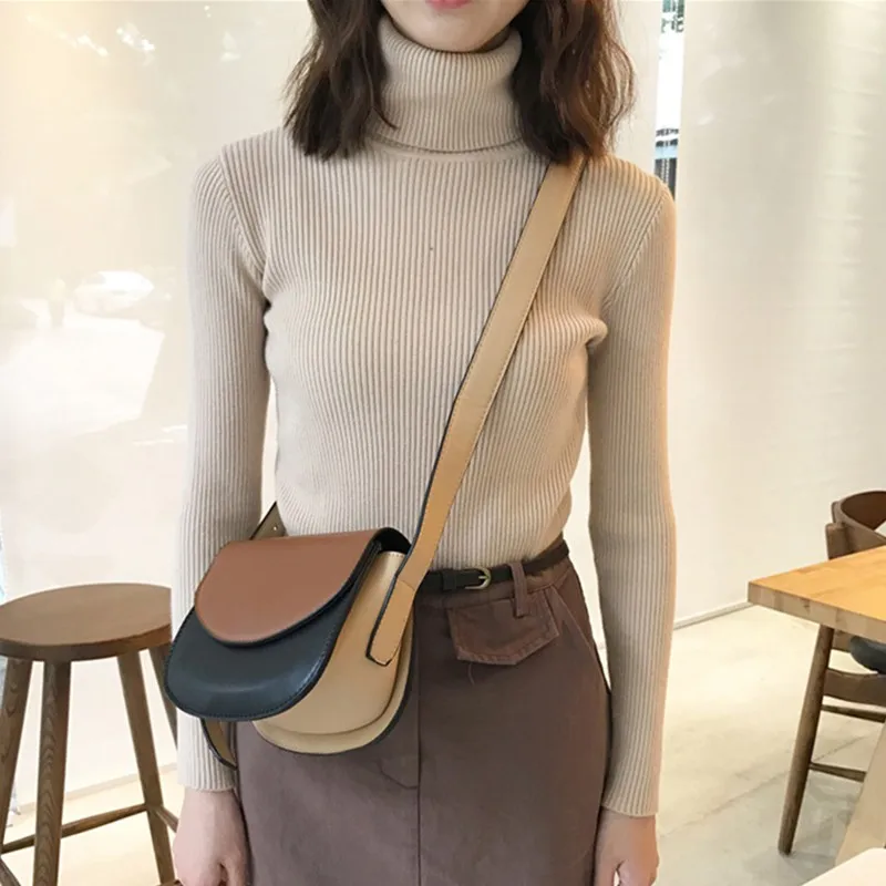 

2024 Turtleneck Sweater Autumn Winter Slim Thicken Knitwear Jumper Woman Soft Knit Pullovers Casual Plush Warm Malhas Tops
