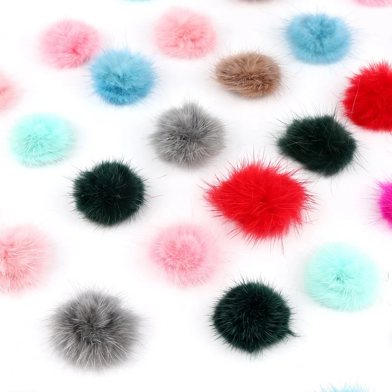 10 sztuk/partia 3cm Pompon futrzany prawdziwa norka futrzaste kulki 30mm Mini pompony DIY Pompon Decro dla kapelusze czapka szalik rękawiczki brelok hurtownie