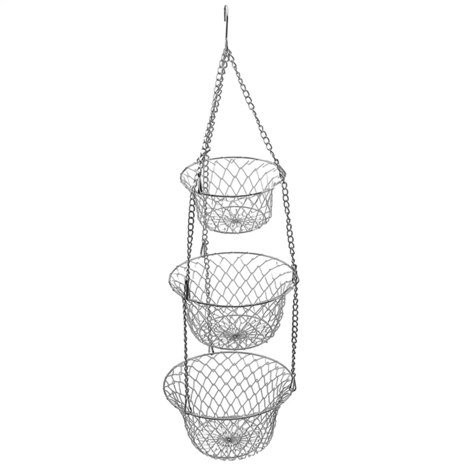 Three Layer Metal Hanging Fruit Basket Fruit and Vegetables Organizer Wire Storage Basket for Kitchen Display
