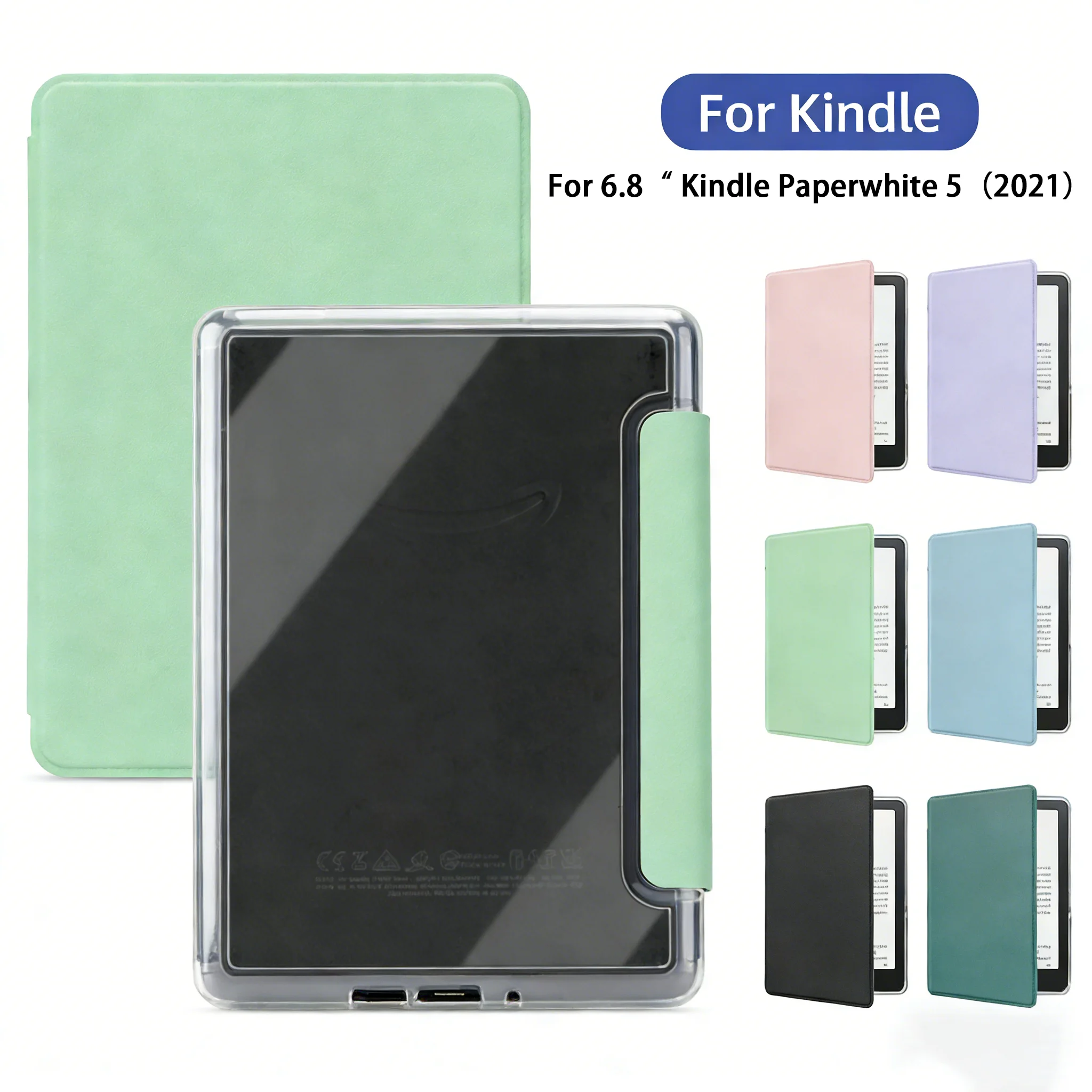 

6.8" Kindle Paperwhite 5 (2021) Case! Clear Acrylic Back, Decoration Friendly, Auto Wake/Sleep