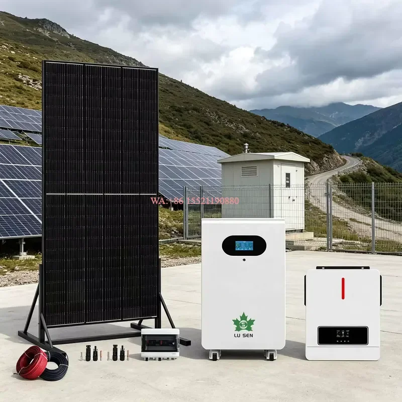 WMWMNU Complete Country Home Solar Hybrid Power Kit With Lithium Battery Inverter for Isolated Village Off Grid Power