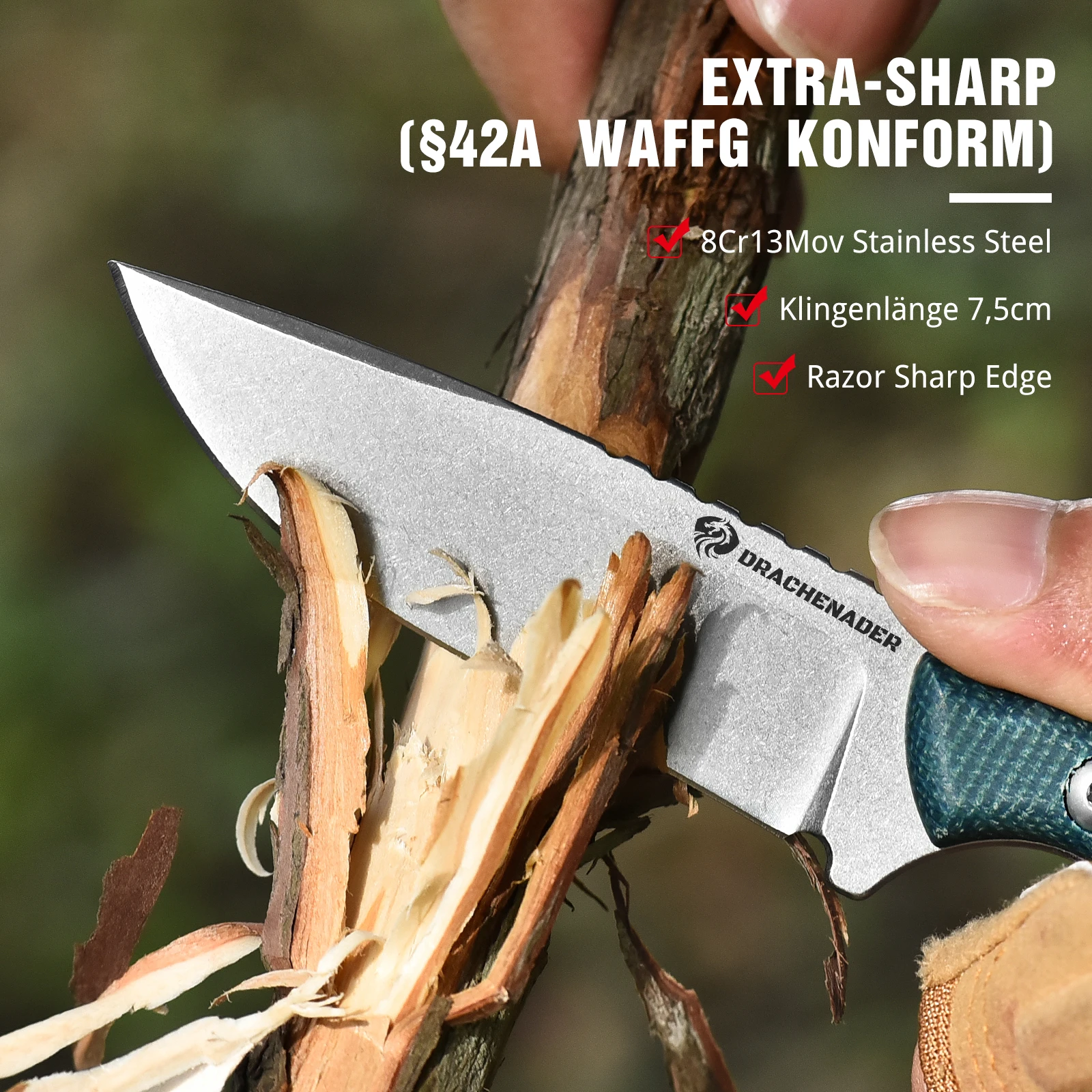 Tactical Knife 8cr13mov Steel With Kydex Sheath Hunting Fixed Blade Knife EDC Full Tang Survival Knife 42a Compliant