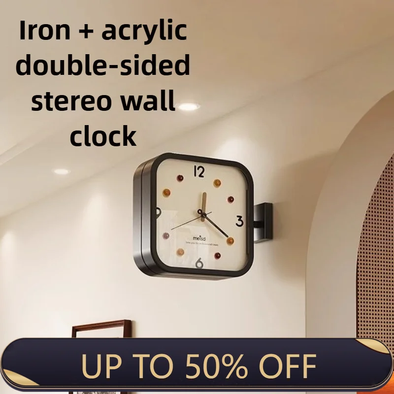 Living Room Corner Clocks Wall Mounted Double Sided Restaurant Wall Clocks Modern Noiseless Luxury Designer Clock Home Decor