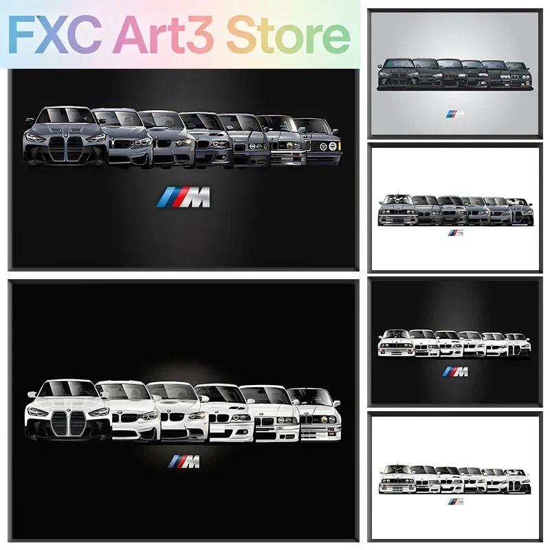 Peinture sur toile sans cadre, 1 pièce, impression sur toile de voiture de sport supérieure, B M W M Evolution, affiche de voiture, images d'art murales