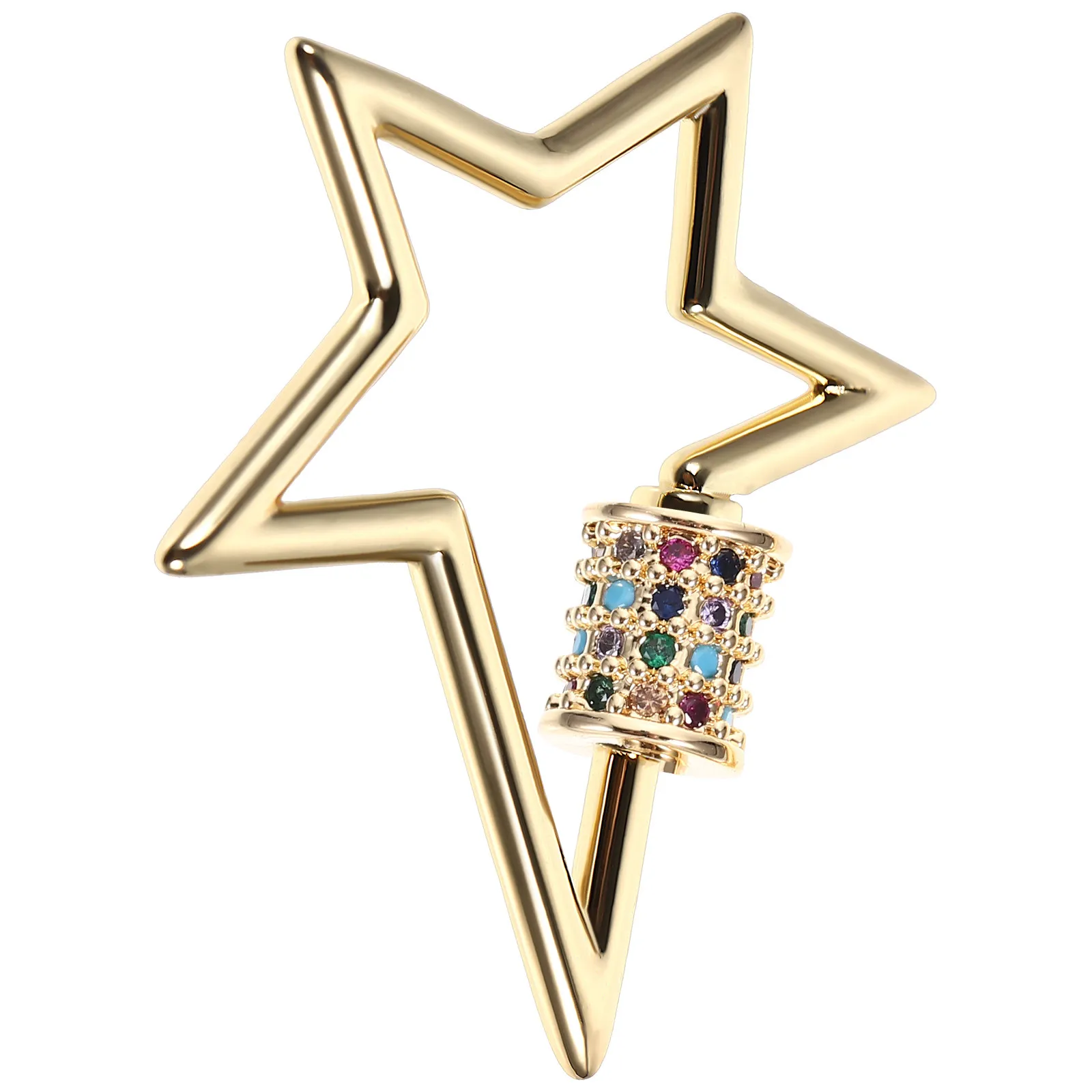 

1 шт. Медный винтовой карабин-замок в форме пятиконечной звезды, соединитель для ювелирных изделий, подвеска-аксессуар, винтовой замок для DIY