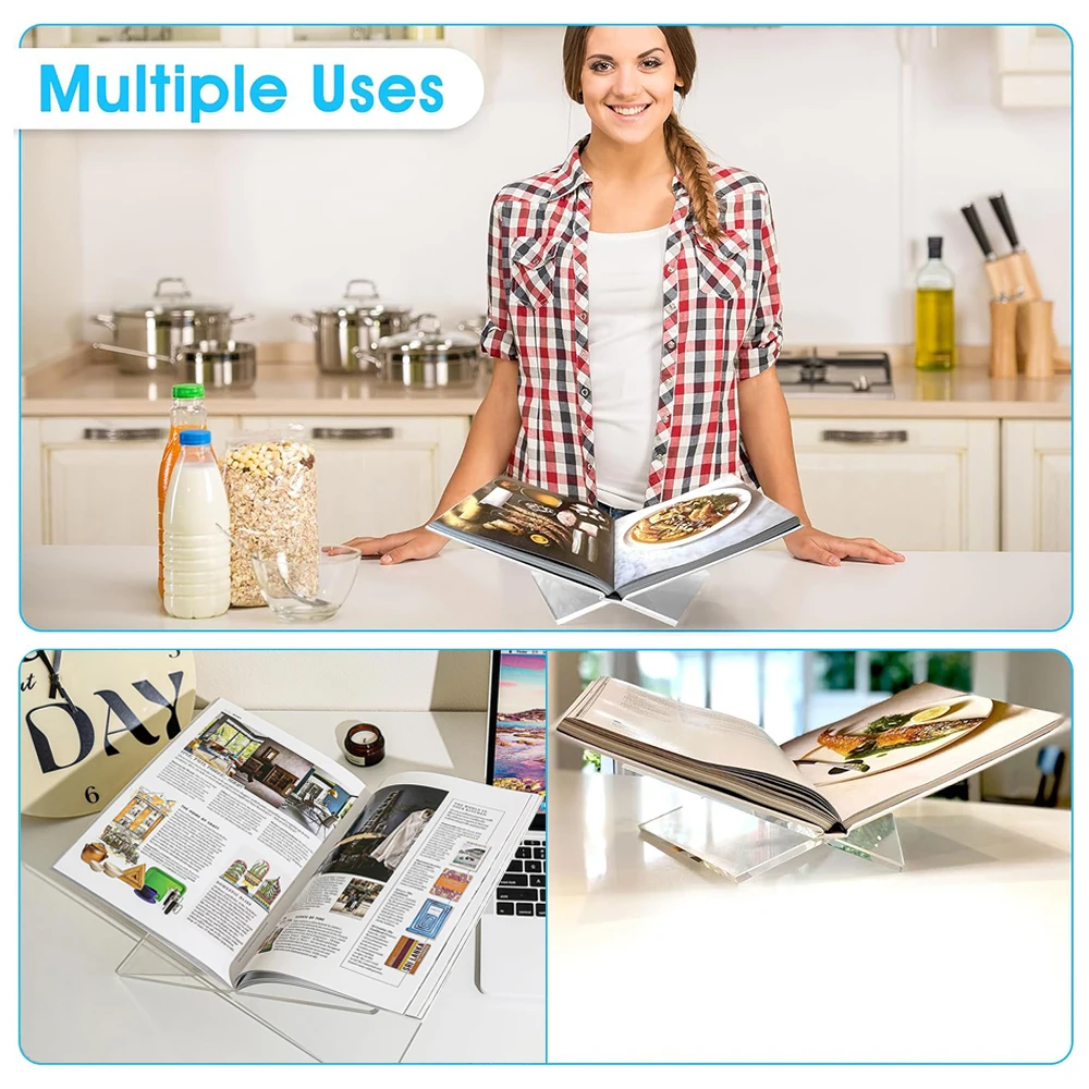 

2pcs thickened 5MM thickness acrylic bookshelf, transparent bookshelf, easy to read/view, perfect for open and closed books