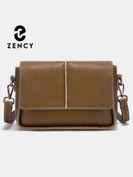 Zency Classic Vintage Leather Crossbody Bag for Women Simple Small Square Bag for Daily Commute Brown Coffee Bag
