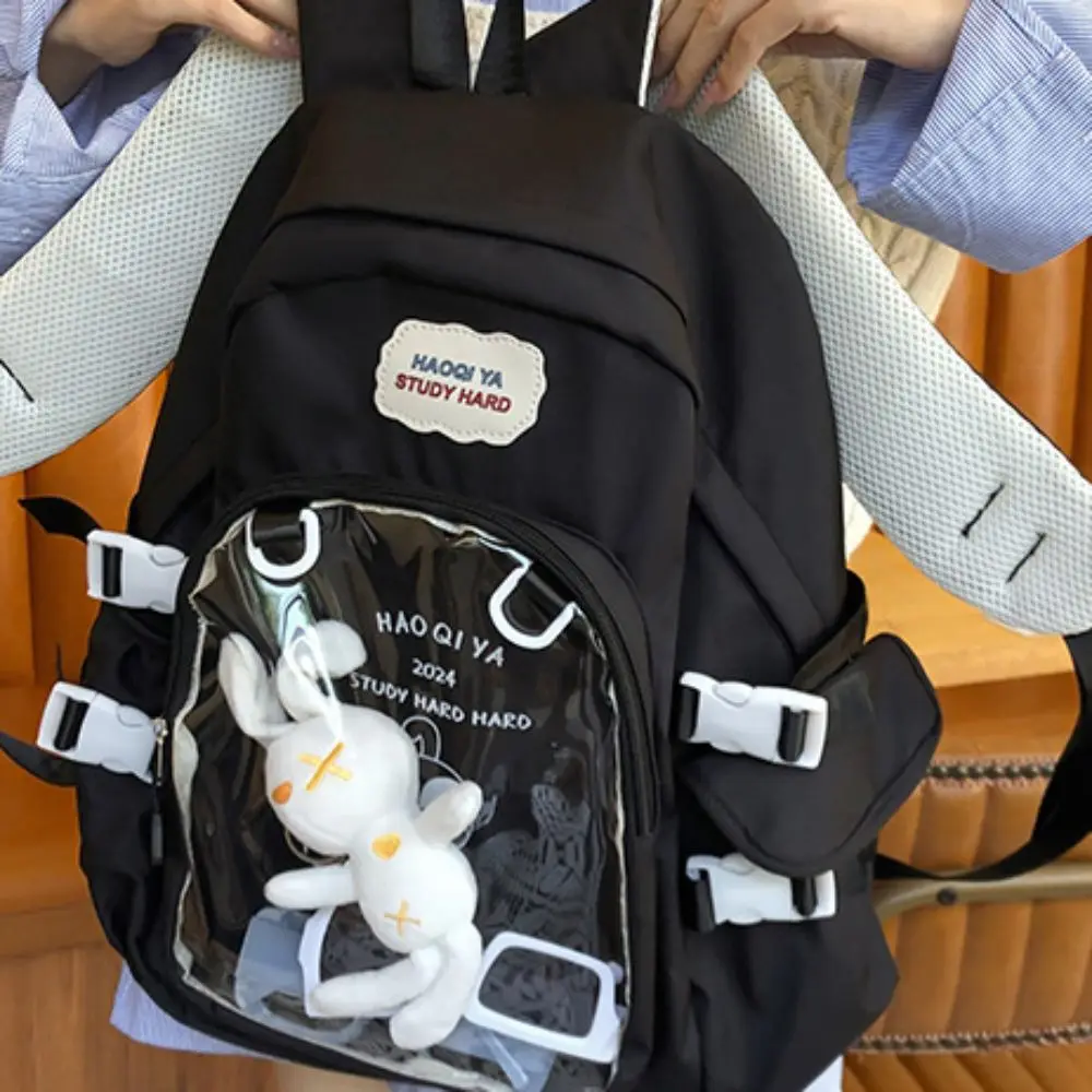 

Doll Display Transparent Students Backpack Pvc Multi Pocket School Bag Fashion Canvas Double Shoulder Bags Textbook