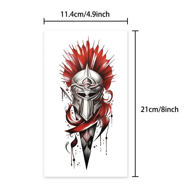 Long-lasting waterproof temporary tattoo stickers, simulated non-reflective color helmet pattern, fake arm tattoos for boys